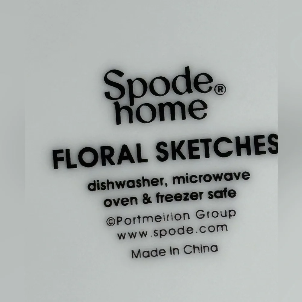 Spode Home FLORAL SKETCHES  Salad /Dessert Plates 7.5” Set Of 4 Flowers EUC
